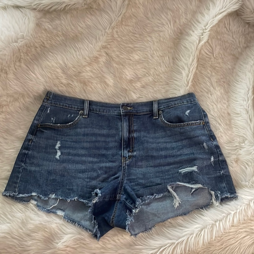 Aerie L distressed denim shorts